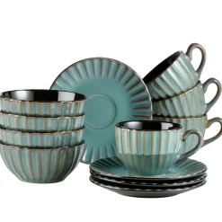 Die moderne Hausfrau Frühstücksset, Steinzeug Confino Petrol