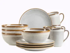 Die moderne Hausfrau Frühstücksset, Steinzeug Smoky's Weiß