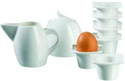 Die moderne Hausfrau Frühstücks-Zubehör, Porzellan LA MUSICA 1 x Zuckerdose, 1 x Gießer, 6 x Eierbecher