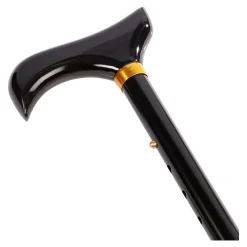 Die moderne Hausfrau Gehstock mit Derbygriff, faltbar, höhenverstellbar schwarz