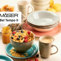 Die moderne Hausfrau Geschirr-Set, Steingut Lumaca Rauchblau