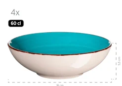 Die moderne Hausfrau Geschirr-Set, Steingut Lumaca Blau /Hellblau /Rosa/Grün