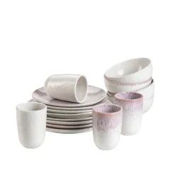 Die moderne Hausfrau Geschirr-Set, Steinzeug Alpenwiese Beere / Creme