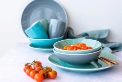 Die moderne Hausfrau Geschirr-Set, Steinzeug Elissa Türkis