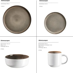 Die moderne Hausfrau Geschirrset, Steinzeug Lunaria Braun