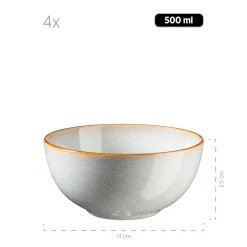 Die moderne Hausfrau Geschirrset, Steinzeug Mabella 4 x Speisteller, 4 x Suppenteller, 4 x Dessertteller, 4 x Müslischüssel, 4 x Kaffeebecher