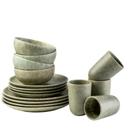 Die moderne Hausfrau Geschirr-Set, Steinzeug Moos'N'Stein Grün