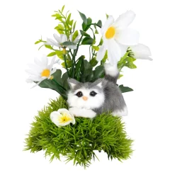 Die moderne Hausfrau Gesteck „Kätzchen im Blumenbeet“