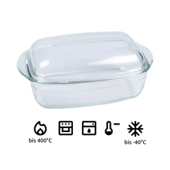 Die moderne Hausfrau Glas-Back- und -Auflaufform „2 in 1“ mit Deckel