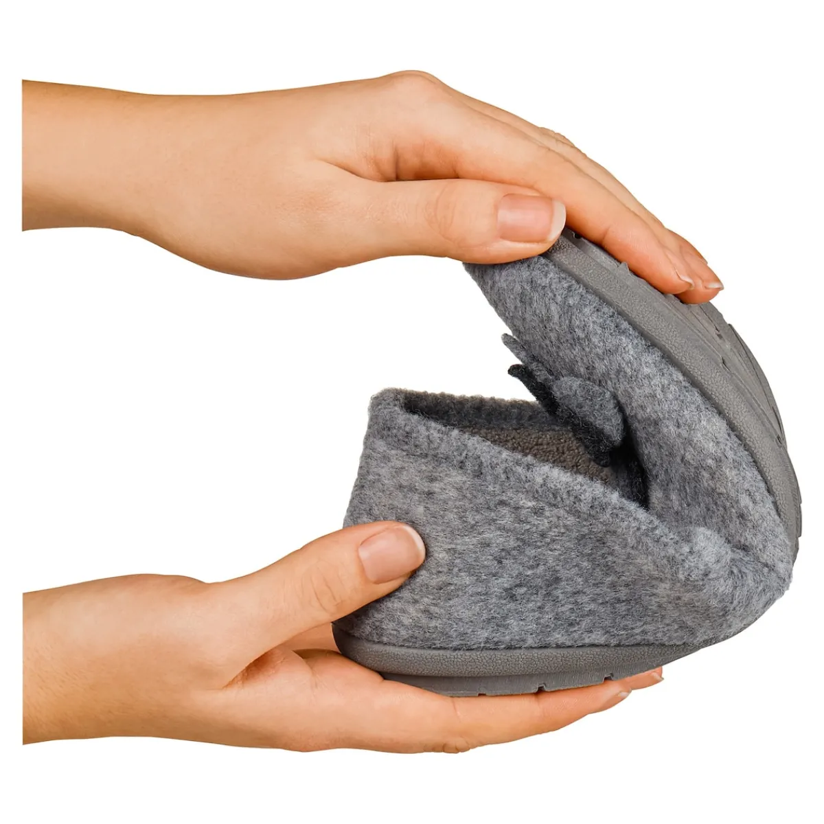 Damen Die moderne Hausfrau Hausschuh-Ballerina „Bärbel“ grau