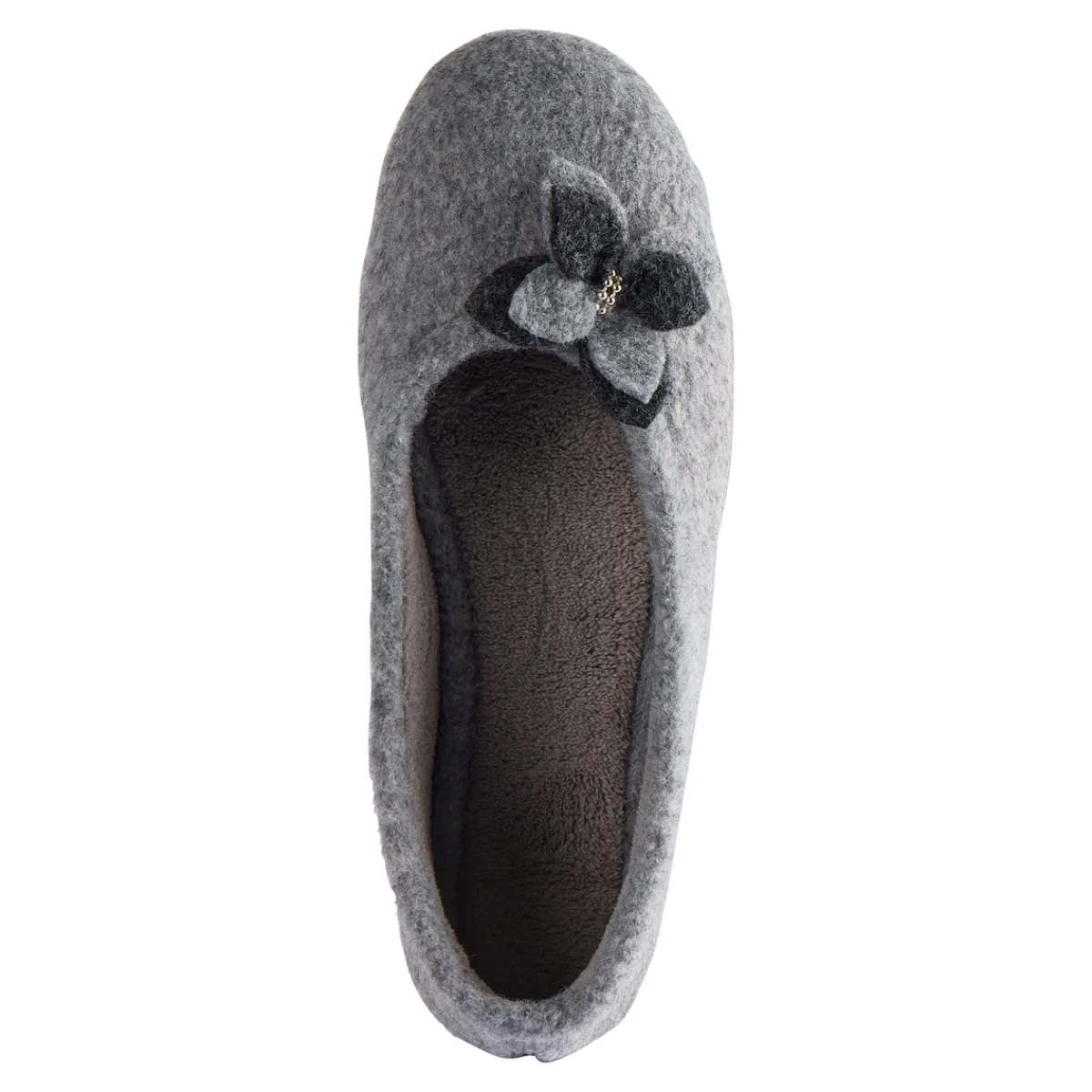 Damen Die moderne Hausfrau Hausschuh-Ballerina „Bärbel“ grau