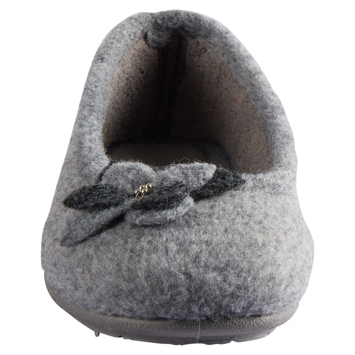 Damen Die moderne Hausfrau Hausschuh-Ballerina „Bärbel“ grau