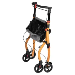 Die moderne Hausfrau Indoor-Rollator in Holz-Optik mit Tasche und Tablett - AT51040 schwarz/braun