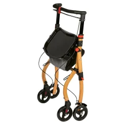 Die moderne Hausfrau Indoor-Rollator in Holz-Optik mit Tasche und Tablett - AT51040 schwarz/braun