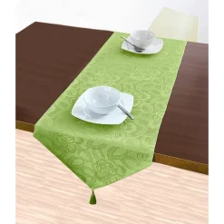 Die moderne Hausfrau Jacquard-Tischdecke "Jasmin" hellgrün