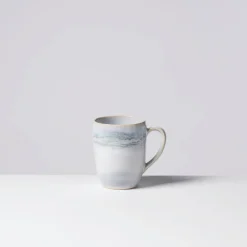 Die moderne Hausfrau Kaffeebecher-Set, Steinzeug TIEFER SEE Grau / Weiß