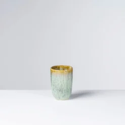 Die moderne Hausfrau Kaffeebecher-Set, Steinzeug Flussufer blau, grün, braun