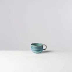 Die moderne Hausfrau Kaffeeobertassen-Set, Steinzeug TIEFER SEE Blau / Grün
