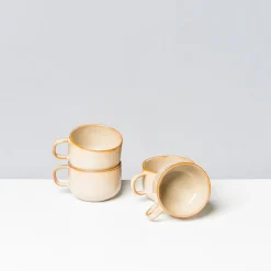 Die moderne Hausfrau Kaffeeobertassen-Set, Steinzeug Nebelwald