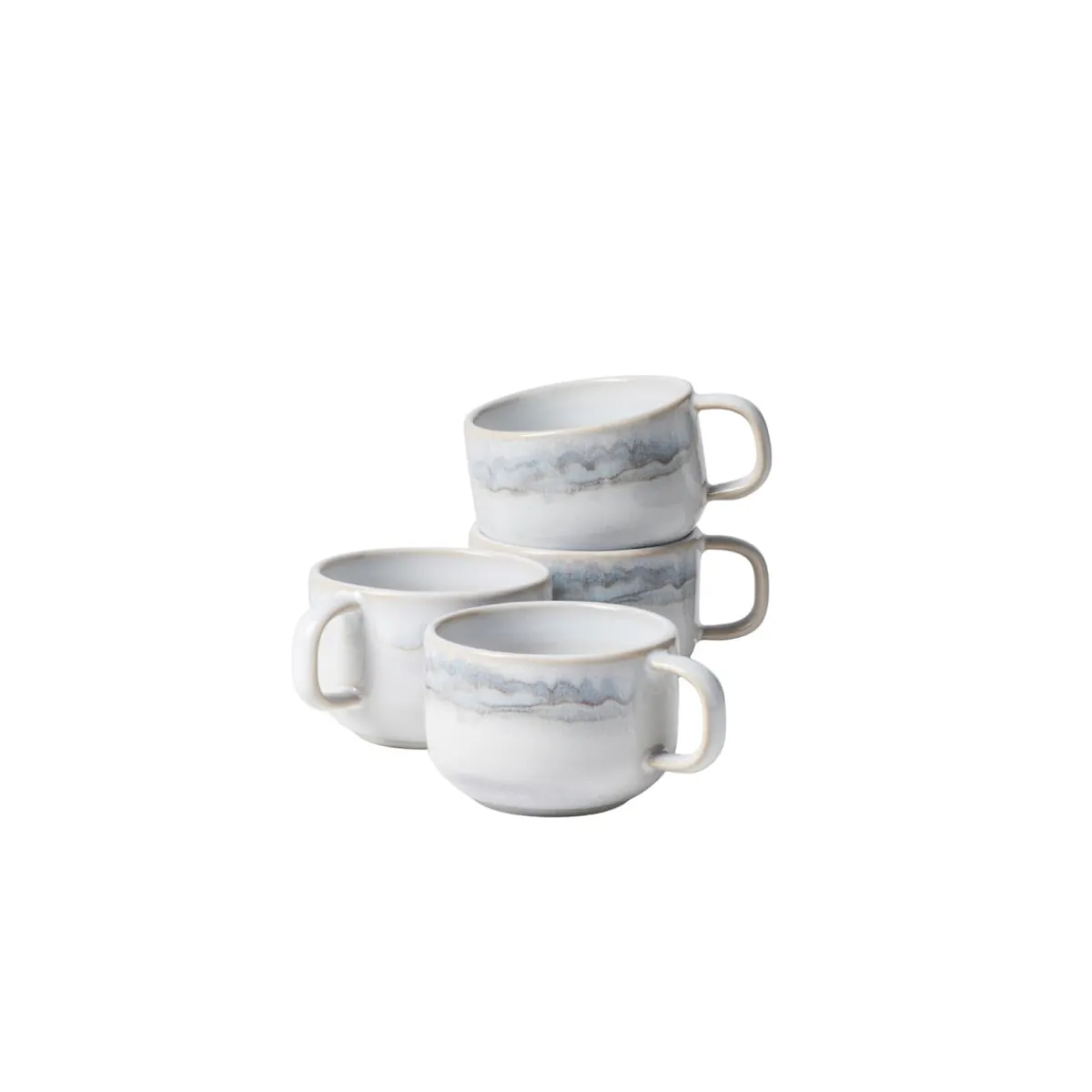 Die moderne Hausfrau Kaffeeobertassen-Set, Steinzeug TIEFER SEE Grau / Weiß