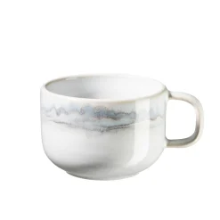 Die moderne Hausfrau Kaffeeobertassen-Set, Steinzeug TIEFER SEE Grau / Weiß