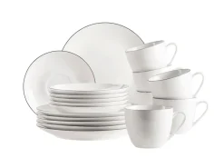 Die moderne Hausfrau Kaffeeservice, Porzellan Felise Weiß / Schwarz