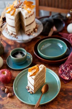 Die moderne Hausfrau Kaffeeservice, Steinzeug Elina Uno 4 x Dessertteller, 4 x Kaffeetasse, 4 x Kaffeeuntertasse