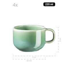 Die moderne Hausfrau Kaffeeservice, Steinzeug Elina Uno 4 x Dessertteller, 4 x Kaffeetasse, 4 x Kaffeeuntertasse