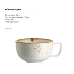 Die moderne Hausfrau Kaffeetassen-Set, Porzellan Pintar Beige / Braun