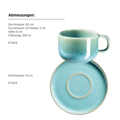 Die moderne Hausfrau Kaffeetassen-Set, Steinzeug Cordelia Grün
