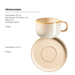 Die moderne Hausfrau Kaffeetassen-Set, Steinzeug Cordelia Sand