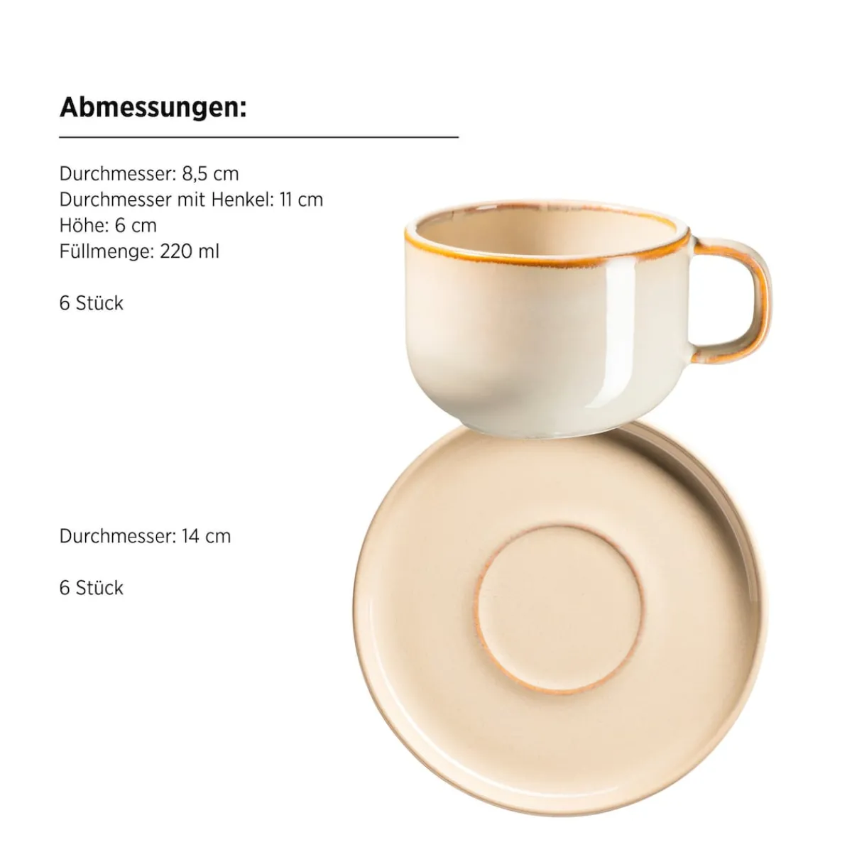 Die moderne Hausfrau Kaffeetassen-Set, Steinzeug Cordelia Sand