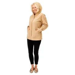 Damen Die moderne Hausfrau Kapuzen-Fleecejacke „Florine“ taupe