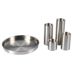 Die moderne Hausfrau Kerzenteller „Edelstahl“, 5-teilig