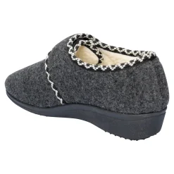 Damen Die moderne Hausfrau Klett-Hausschuh "Claudia" mit Wolle grau