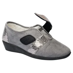 Damen Die moderne Hausfrau Klett-Hausschuh „Hanna“ warm anthrazit