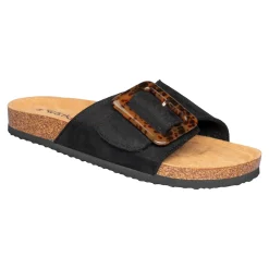 Damen Die moderne Hausfrau Klett-Pantolette „Miriam“ schwarz