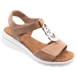 Damen Die moderne Hausfrau Klett-Sandale "Elegant" cappuccino