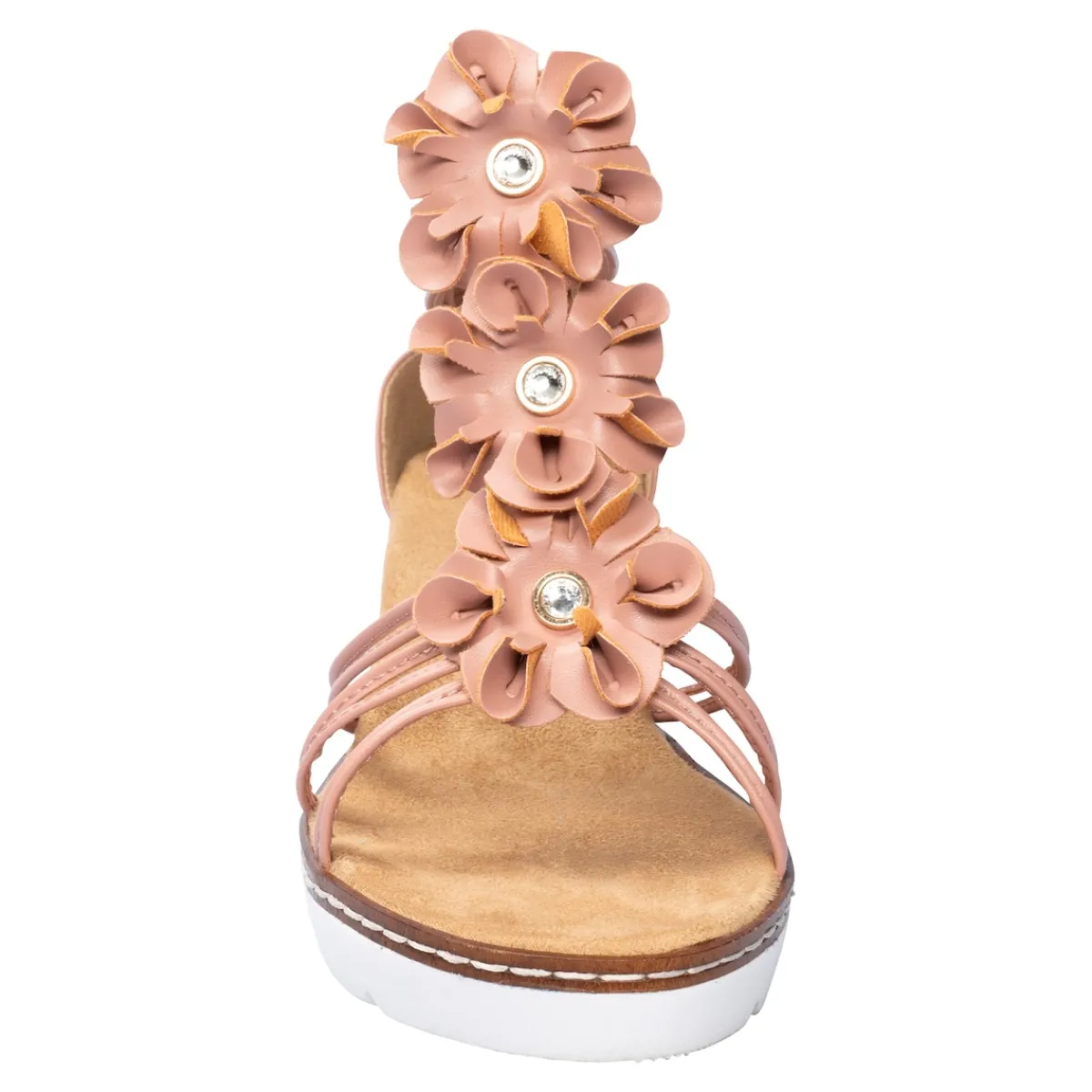 Damen Die moderne Hausfrau Knöchel-Sandalette "Blume" nude