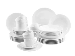 Die moderne Hausfrau Kombiservice, Porzellan BARCA 6 x Speiseteller, 6 x Suppenteller, 6 x Dessertteller, 6 x Kaffeetasse, 6 Kaffeeuntertasse