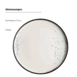 Die moderne Hausfrau Kombiservice, Porzellan Pintar Beige / Blau