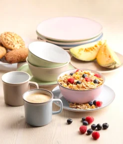 Die moderne Hausfrau Kombiservice, Steinzeug Maila Rosa / Grau / Blau / Grün