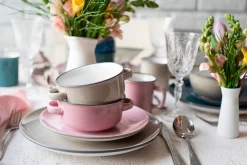 Die moderne Hausfrau Kombiservice, Steinzeug Maila Rosa / Grau / Blau / Grün