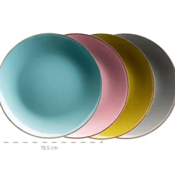 Die moderne Hausfrau Kombiservice, Steinzeug METALLIC RIM Rosa, Grün, Blau, Grau