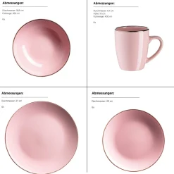 Die moderne Hausfrau Kombiservice, Steinzeug METALLIC RIM Rosa