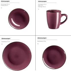 Die moderne Hausfrau Kombiservice, Steinzeug METALLIC RIM Lila