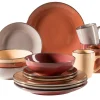 Die moderne Hausfrau Kombiservice, Steinzeug METALLIC RIM Rot, Braun, Orange, Beige