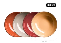 Die moderne Hausfrau Kombiservice, Steinzeug METALLIC RIM Rot, Braun, Orange, Beige