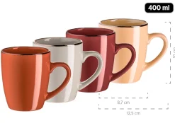 Die moderne Hausfrau Kombiservice, Steinzeug METALLIC RIM Rot, Braun, Orange, Beige