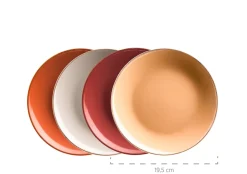Die moderne Hausfrau Kombiservice, Steinzeug METALLIC RIM Rot, Braun, Orange, Beige